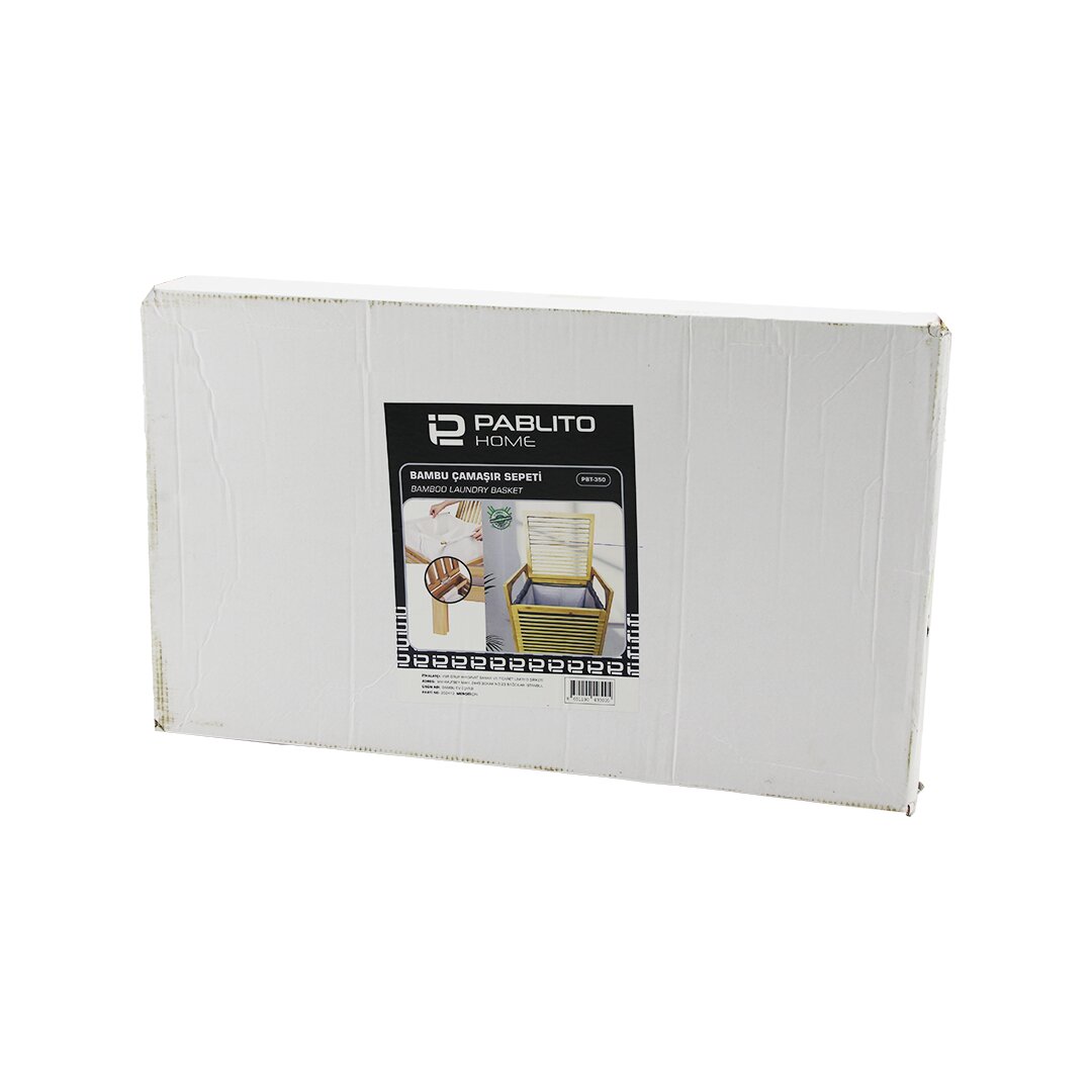 AHŞAP BAMBU KİRLİ ÇAMAŞIR SEPETİ - KUMAŞ ÇANTALI SEPET=40X35X44CM  KOL=16CM+44=Y=60CM (5271)
