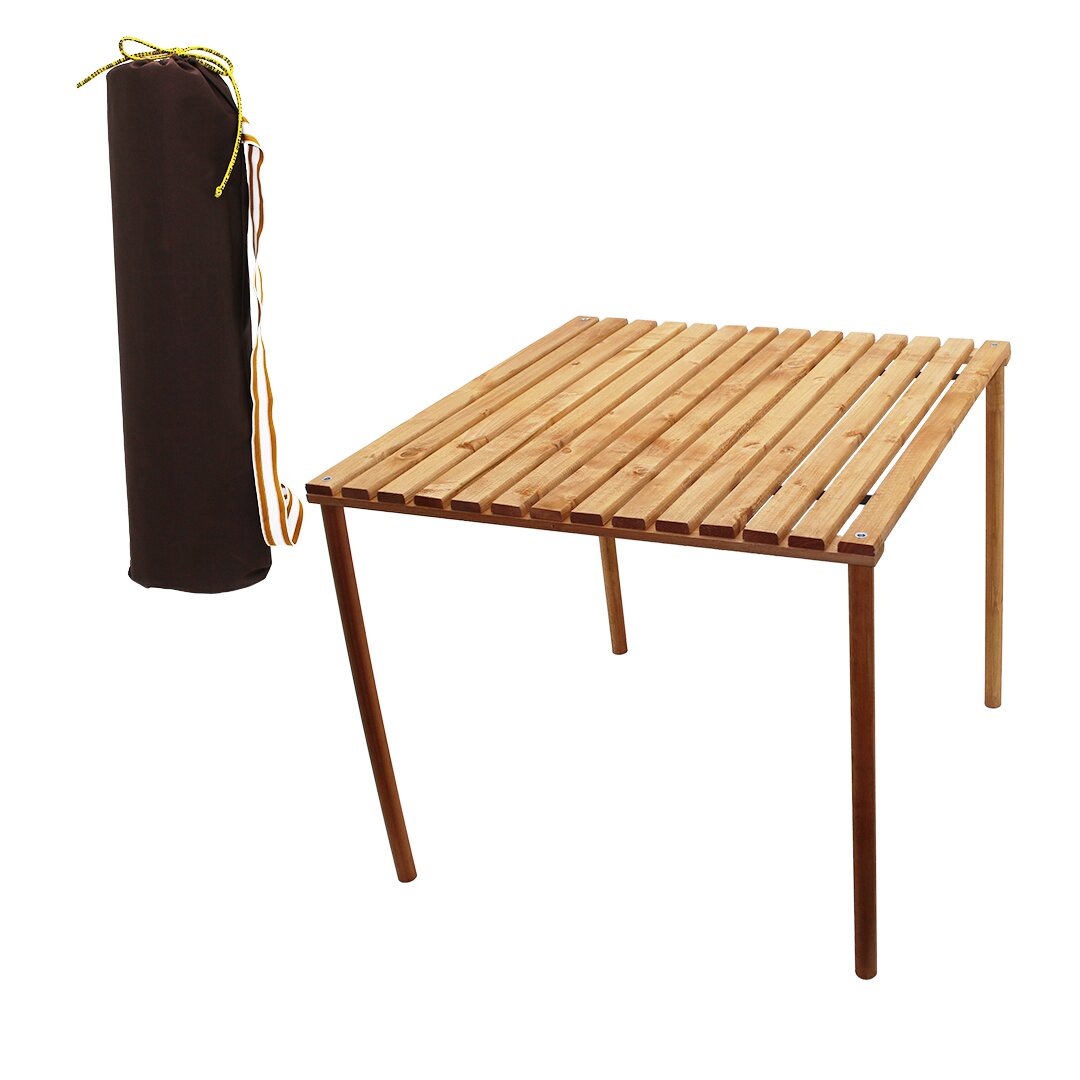 AHŞAP KATLANABİLİR KAMP MASASI VİDALI AYAKLI - BEZ ÇANTALI 60X60X50CM (5271)