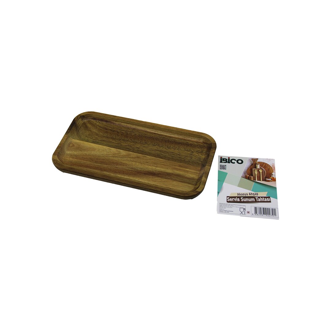 AKASYA DİKDÖRTGEN AHŞAP SERVİS SUNUM TEPSİ - TAHTASI  MİNİ TEPSİ   25 X 14 X 1.4CM (5271)