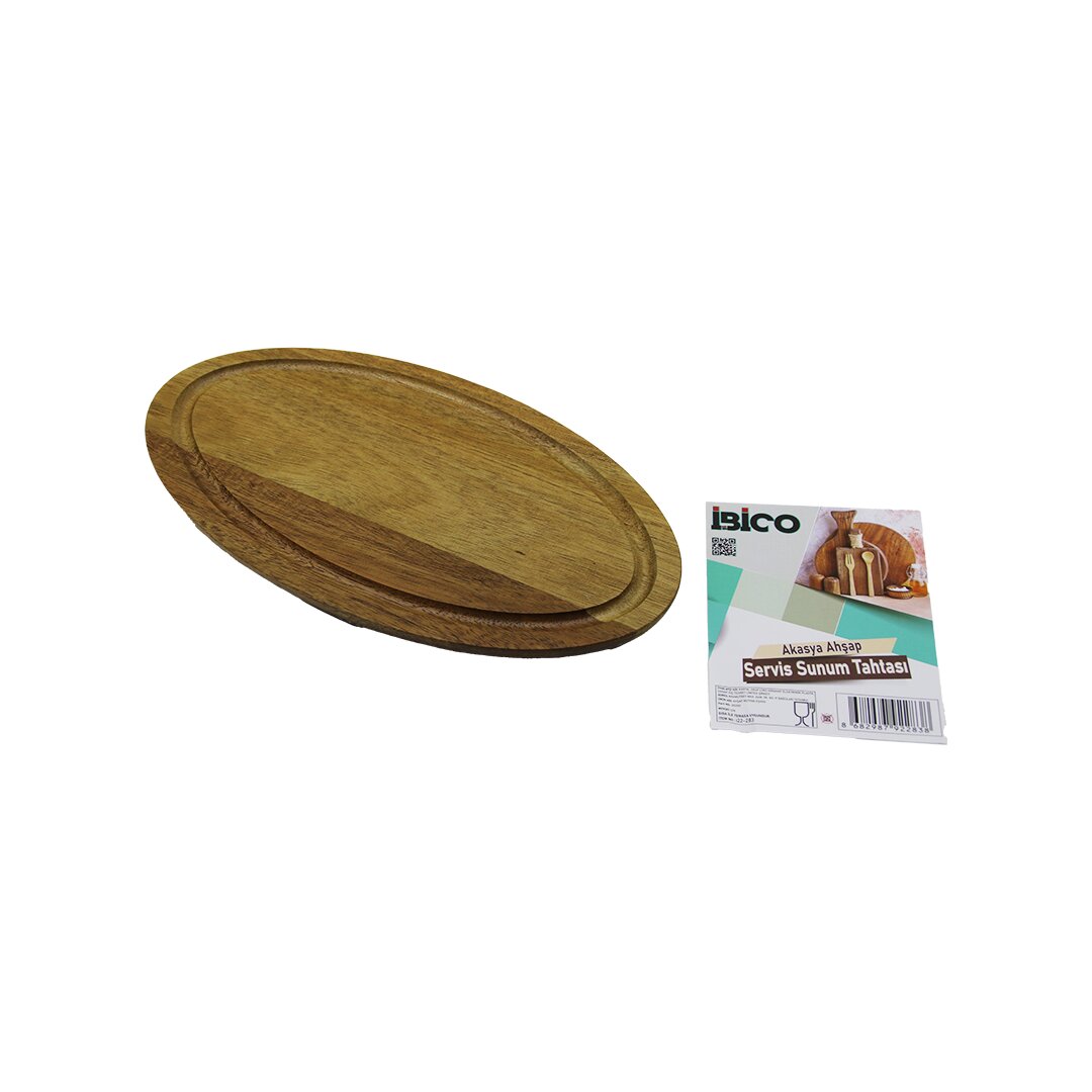 AKASYA OVAL AHŞAP SERVİS SUNUM TEPSİ - TAHTASI  MİNİ TEPSİ   25 X 14 X 1.4CM (5271)