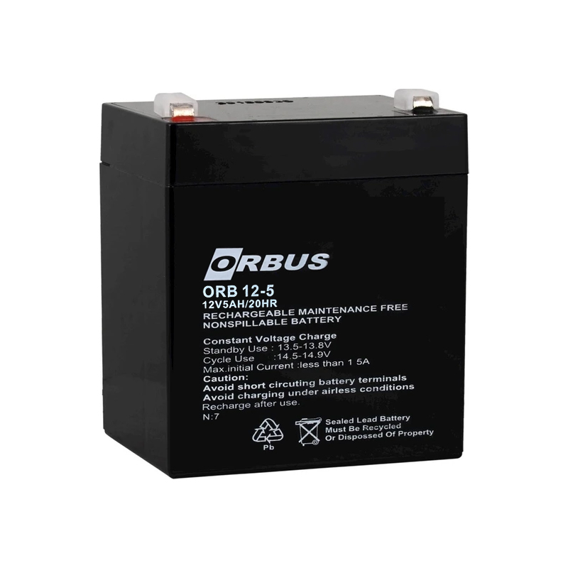 AKÜ 12 VOLT 5 AMPER ORBUS ORB12-5 (90 X 70 X 101 MM) (5271)