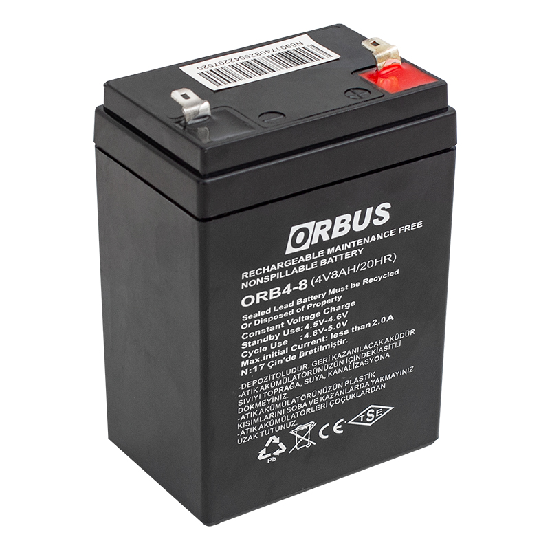 AKÜ 4 VOLT 8 AMPER ORBUS ORB4-8  (68 X 45 X 95 MM) (5271)