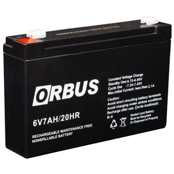 AKÜ 6 VOLT 7 AMPER ORBUS (150 X 30 X 94 MM) (5271)