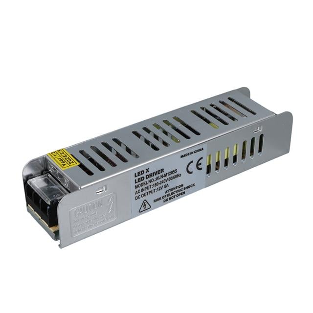 ALN-M1205S 12 Volt 5 Amper Slim Metal Kasa Adaptör 160x40x35mm (5271)