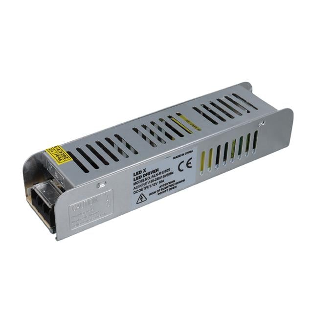 ALN-M1210S 12 Volt 10 Amper 120 Watt Slim Metal Kasa Adaptör 190x48x38mm (5271)