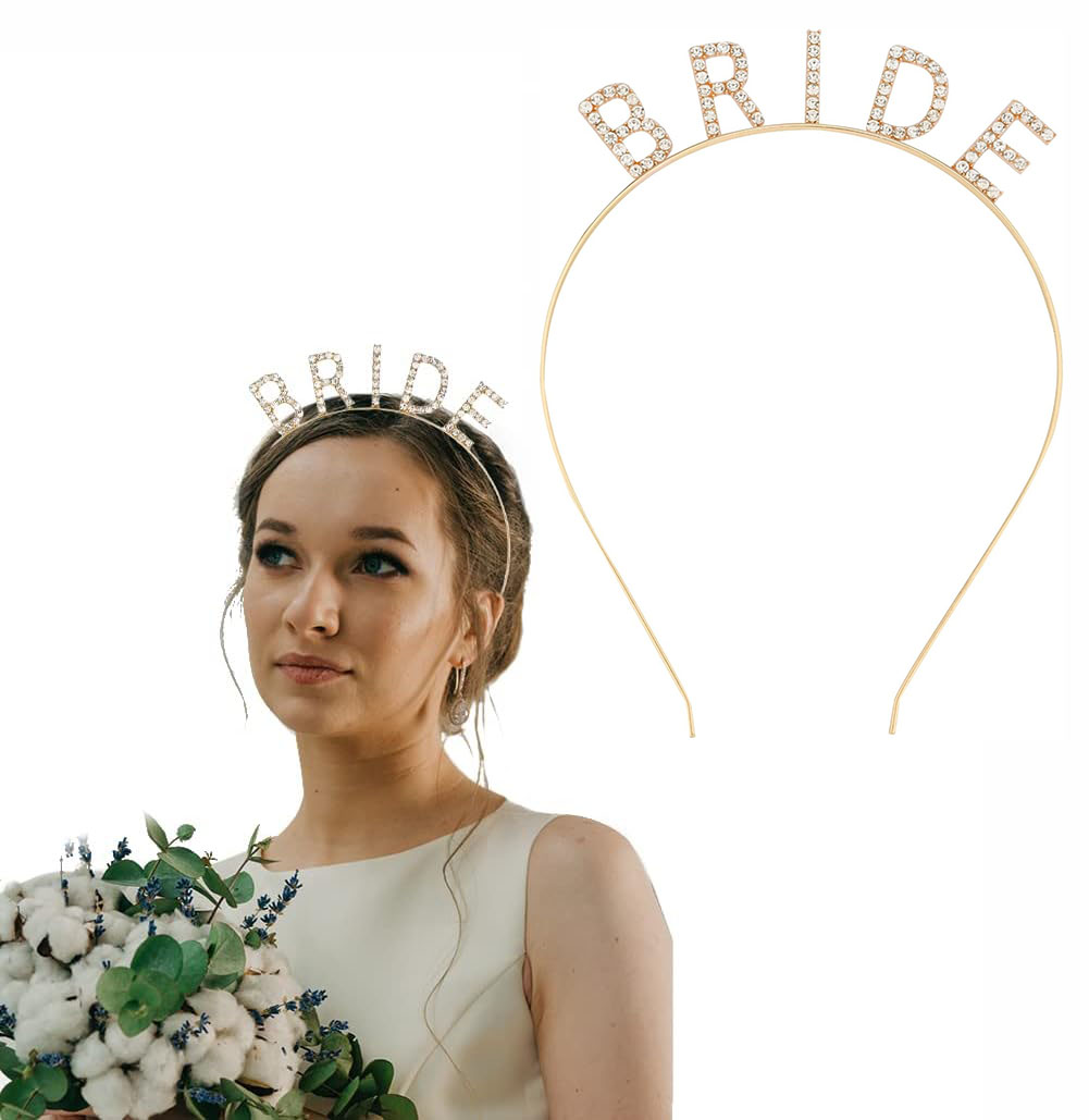 Altın Gold Renk Bekarlığa Veda Kristal Taş Bride Tacı İthal 16x10 cm (5271)