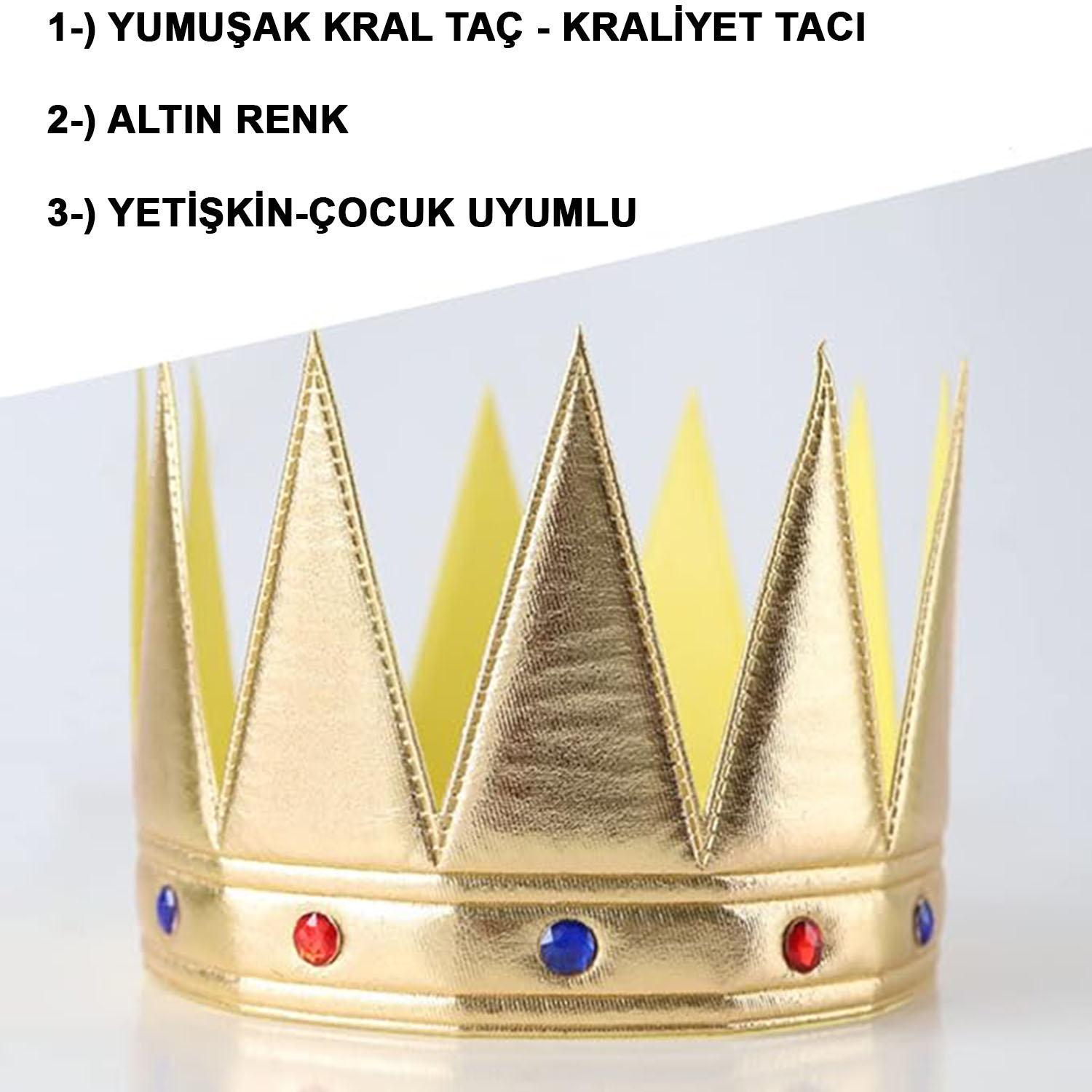 Altın Renk Eva Yumuşak Kral Kraliyet Tacı Yetişkin Çocuk Uyumlu 55 cm (5271)
