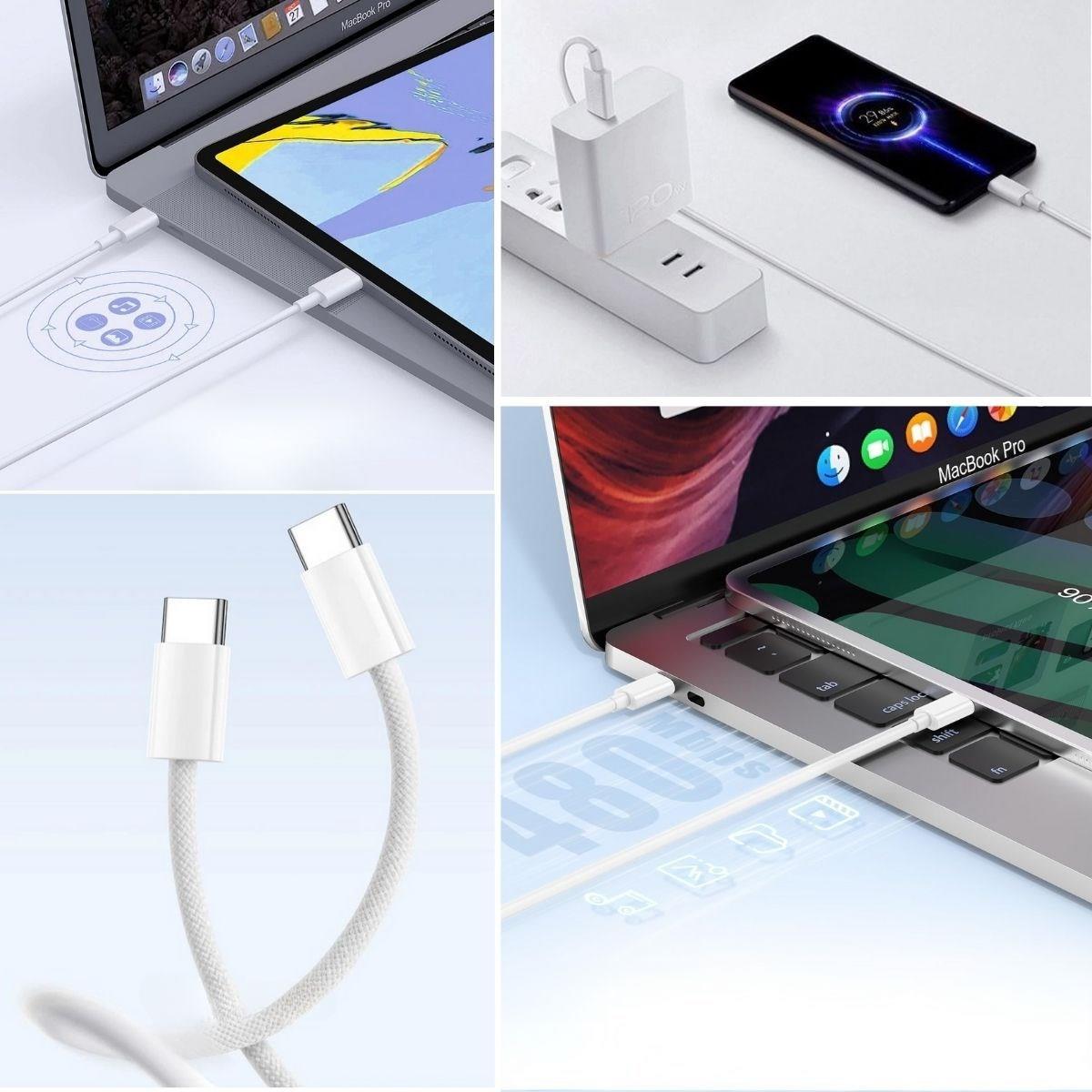 Apple 15/15 Pro Type-C to Type-C Hasır Örgü Hızlı Şarj Kablosu (1m) (5271)