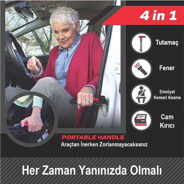 Araç İniş Destek Kolu Cam Kırıcı Fener Emniyet Kemeri Kesici Çok Fonksiyonlu (5271)