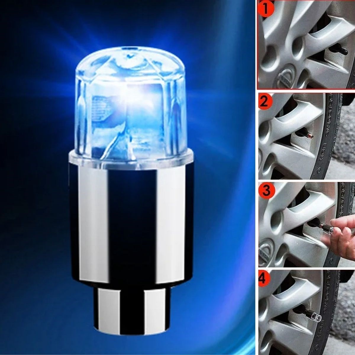 Araç ve Bisiklet İçin 2’li Mavi LED Hava Valfi Işık Kapakları–Gece Parlayan Lastik Lambası Sibop Kapağı (5271) Araç ve Bisiklet İçin 2’li Mavi LED Hava Valfi Işık Kapakları–Gece Parlayan Lastik Lambası Sibop Kapağı (5271)