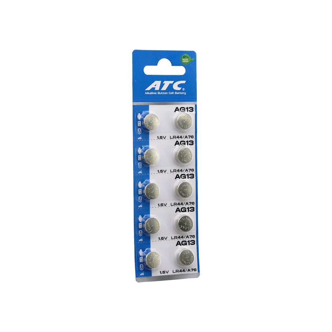ATC ALKALİNE BUTTON BATTERY AG13 LR-44/A76 DÜĞME PİL ALKALİN 1.5V 10LU KART (5271)