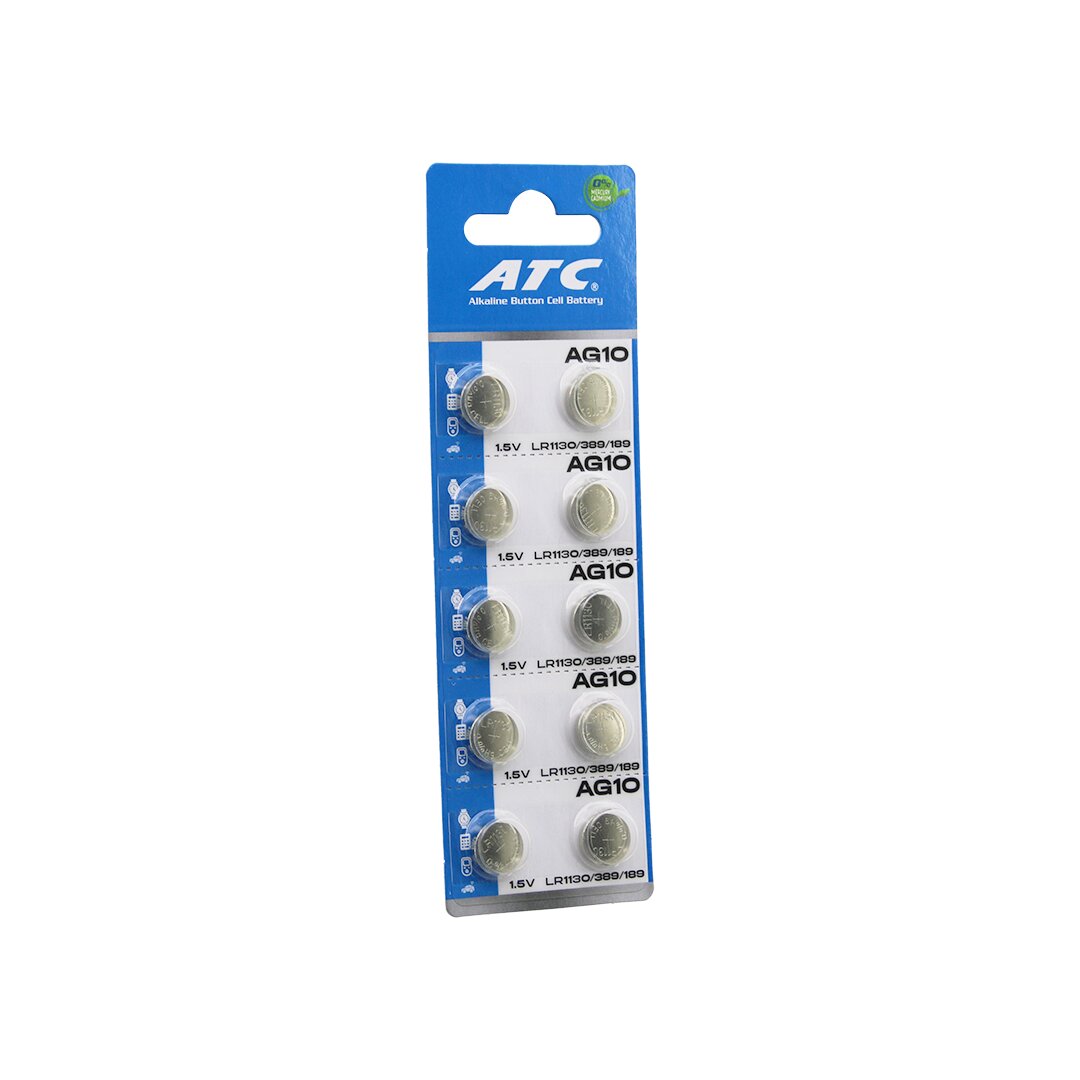 ATC ALKALİNE BUTTON BATTERY AG10 LR-1130/389/189 DÜĞME PİL ALKALİN 1.5V 10LU KART (5271)