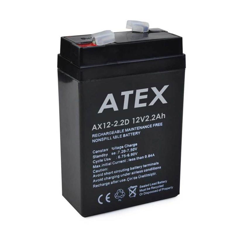 ATEX 12 VOLT - 2.2 AMPER DİK KARE AKÜ (70 X 46 X 101 MM) (5271)