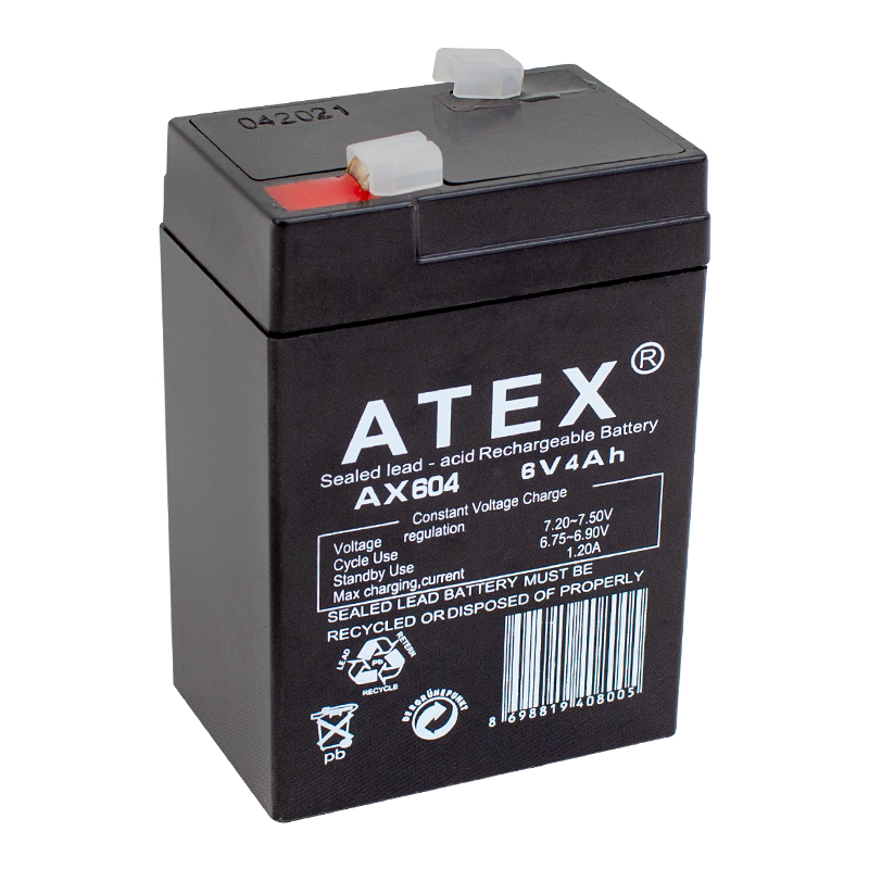 ATEX AX-604 AKÜ 6 VOLT - 4 AMPER IŞILDAK AKÜSÜ (70 X 48 X 101 MM) (5271)