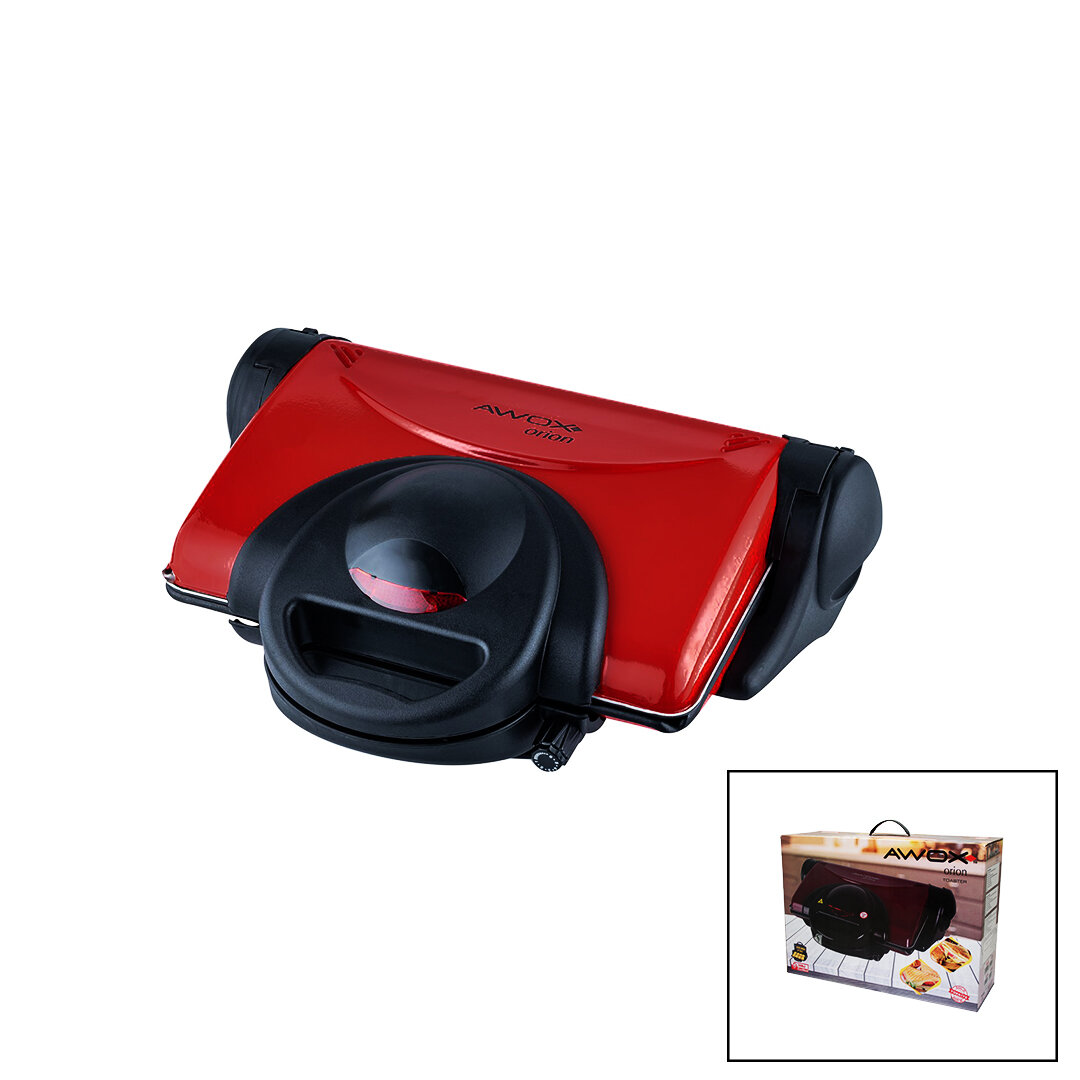 AWOX ORİON  KIRMIZI   8 DİLİM  ELEKTRİKLİ  TEFLON TOST MAKİNESİ  -  180° IZGARA   6 KADEME ISI AYARI   1800W (5271)