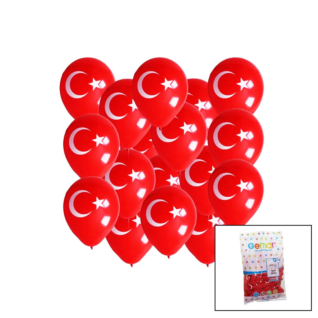BAYRAKLI BALON  10 İNÇ - 26CM - 100PCS (5271)
