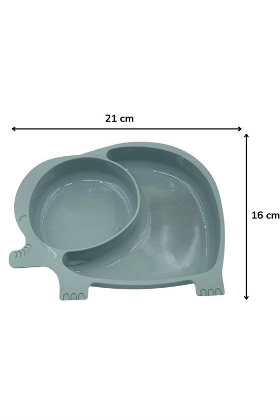 Bebek ve Çocuk için Sevimli Fil Model Desenli Yemek Bebek Mama Kabı Bölmeli Tabak (5271)