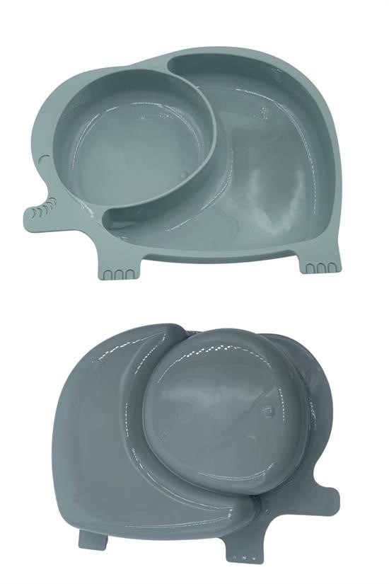 Bebek ve Çocuk için Sevimli Fil Model Desenli Yemek Bebek Mama Kabı Bölmeli Tabak (5271)