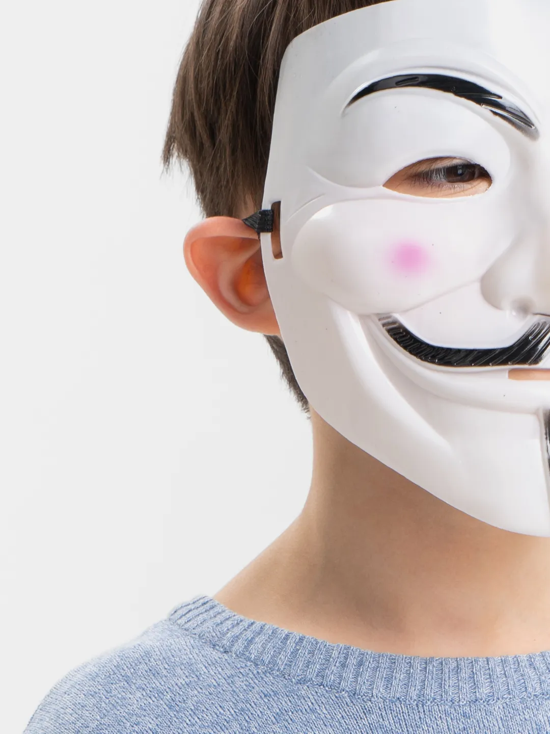 Beyaz Renk Pembe Yanaklı İthal V For Vendetta Maskesi (5271)
