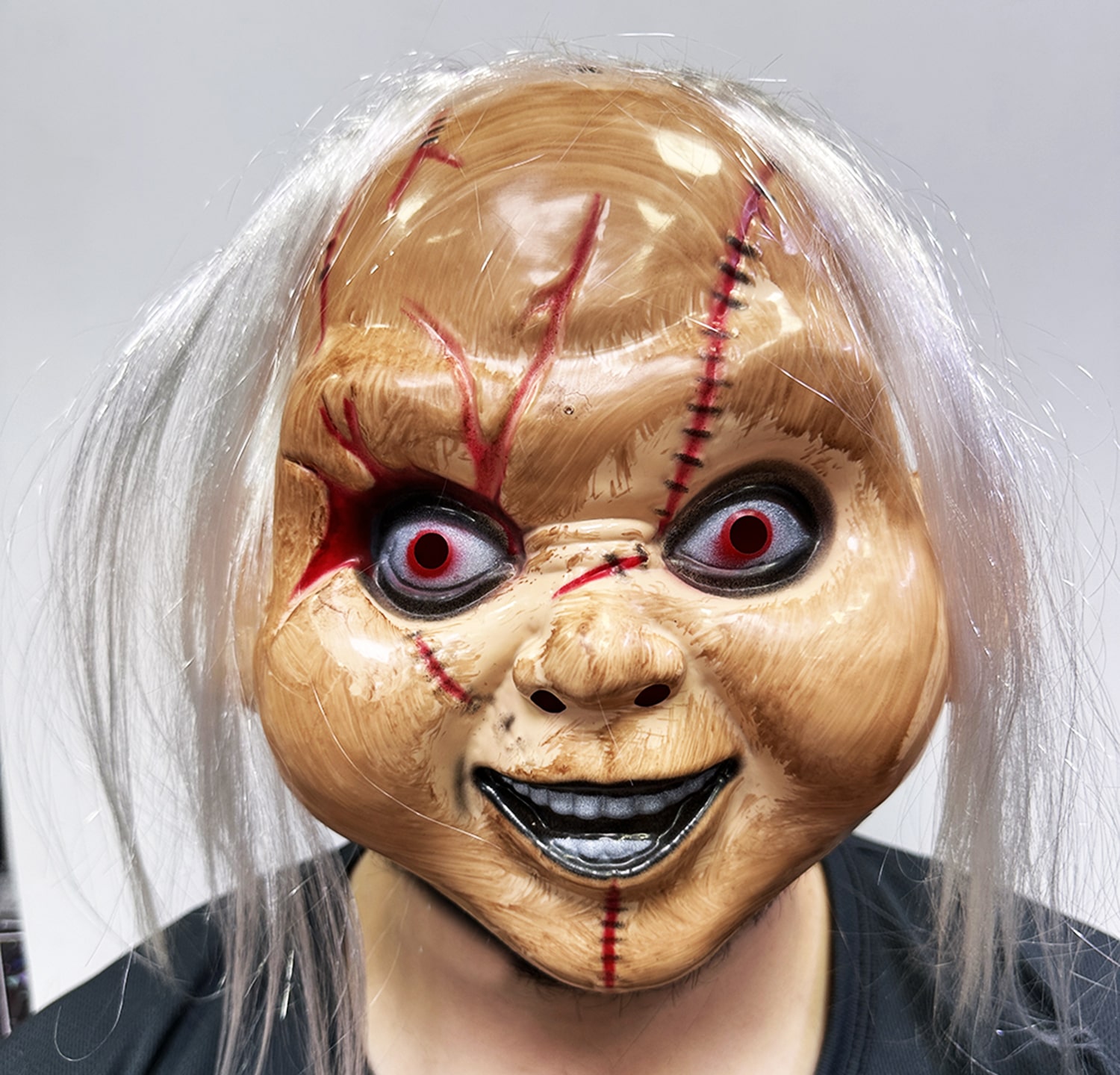 Beyaz Saçlı Çaki Maskesi Chucky Maskesi Yetişkin Çocuk Uyumlu (5271)