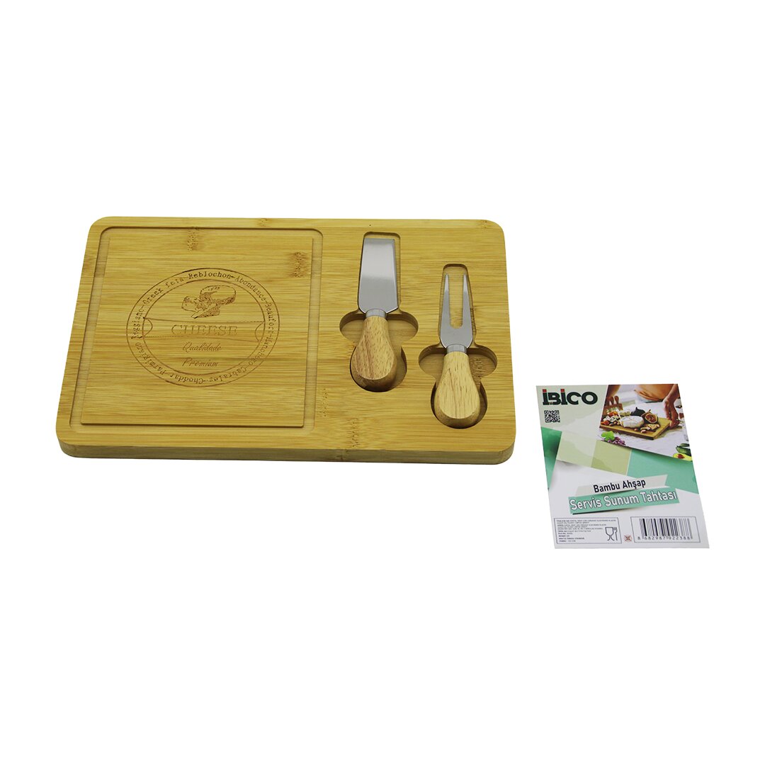 BIÇAK SAĞ AHŞAP BAMBU KAHVALTI PEYNİR SUNUM PANO 2PEYNİR BIÇAK=AHŞAP SAPLI19X29X1.5CM (5271)