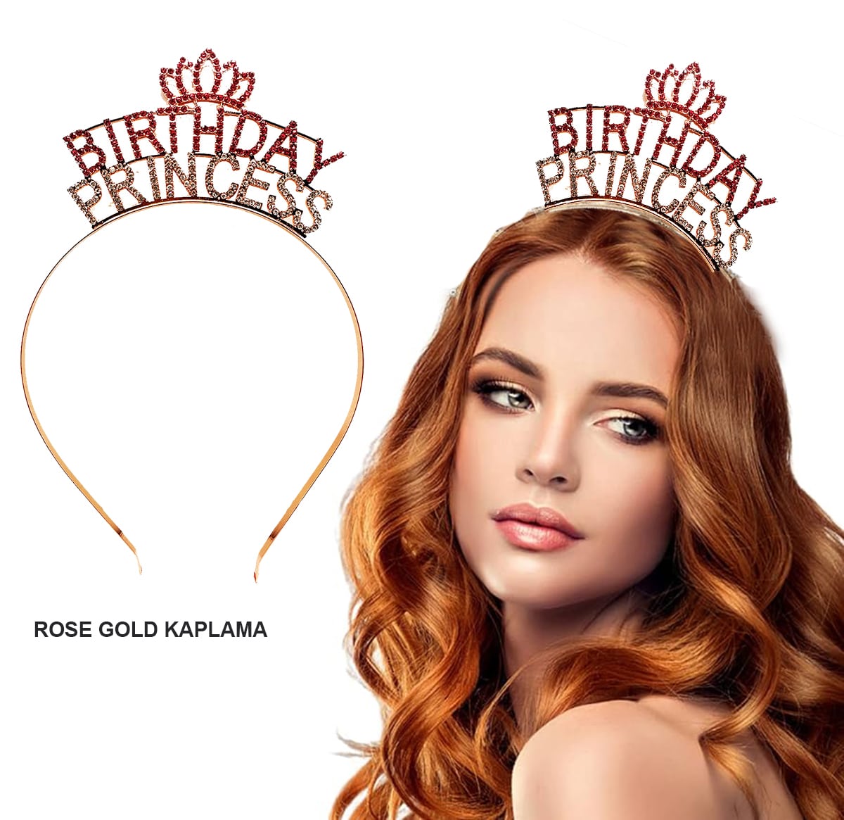 Birthday Princess Kristal Taç – Rose Gold Kaplama (5271)