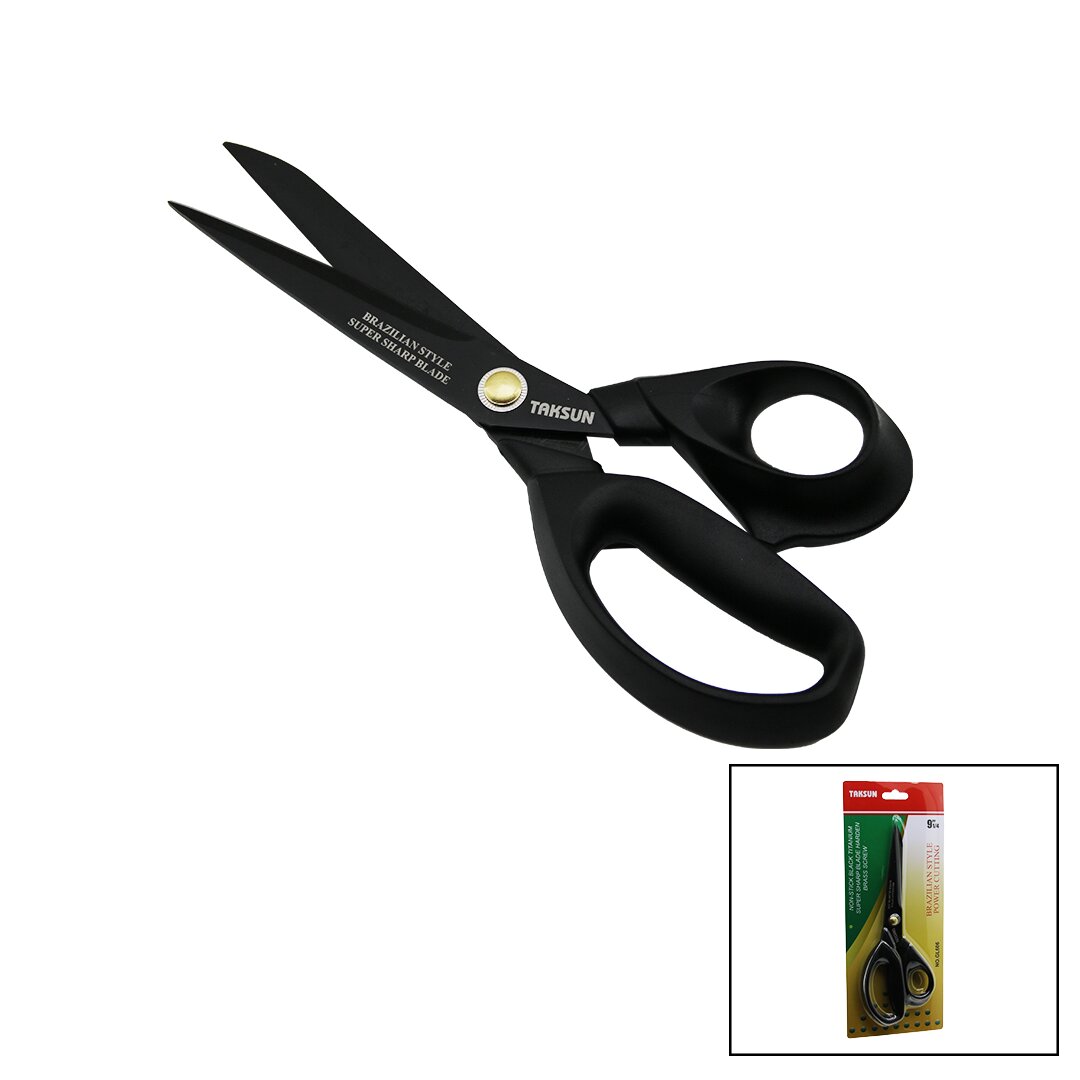 BREZİLYA STİLİ TERZİ MAKASI SİYAH - YAPIŞMAZ ERGONOMİK SAP GL-606 91/4 (5271)