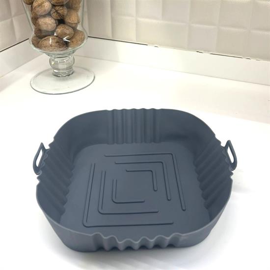 Renkli Isıya Dayanıklı Yıkanılabilir Silikon Fırın  Airfryer Kare Model Pişirme Matı 20 cm (5271)