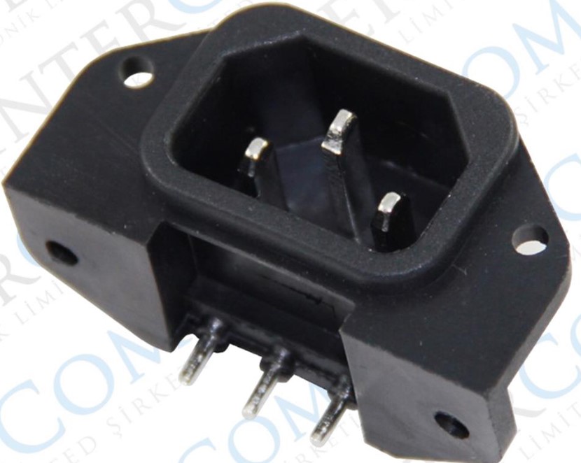 C14 POWER SOKET ERKEK KULAKLI 90C PCB (IC-212C) (5271)