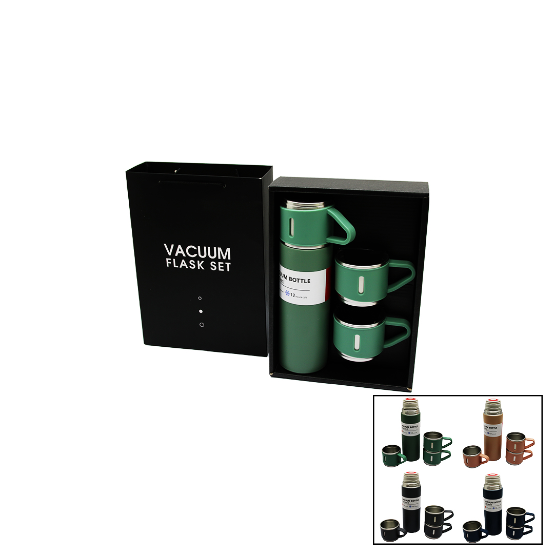 ÇANTALI 500ML 3 PARÇA  BARDAKLI ÇELİK TERMOS SETİ (5271)