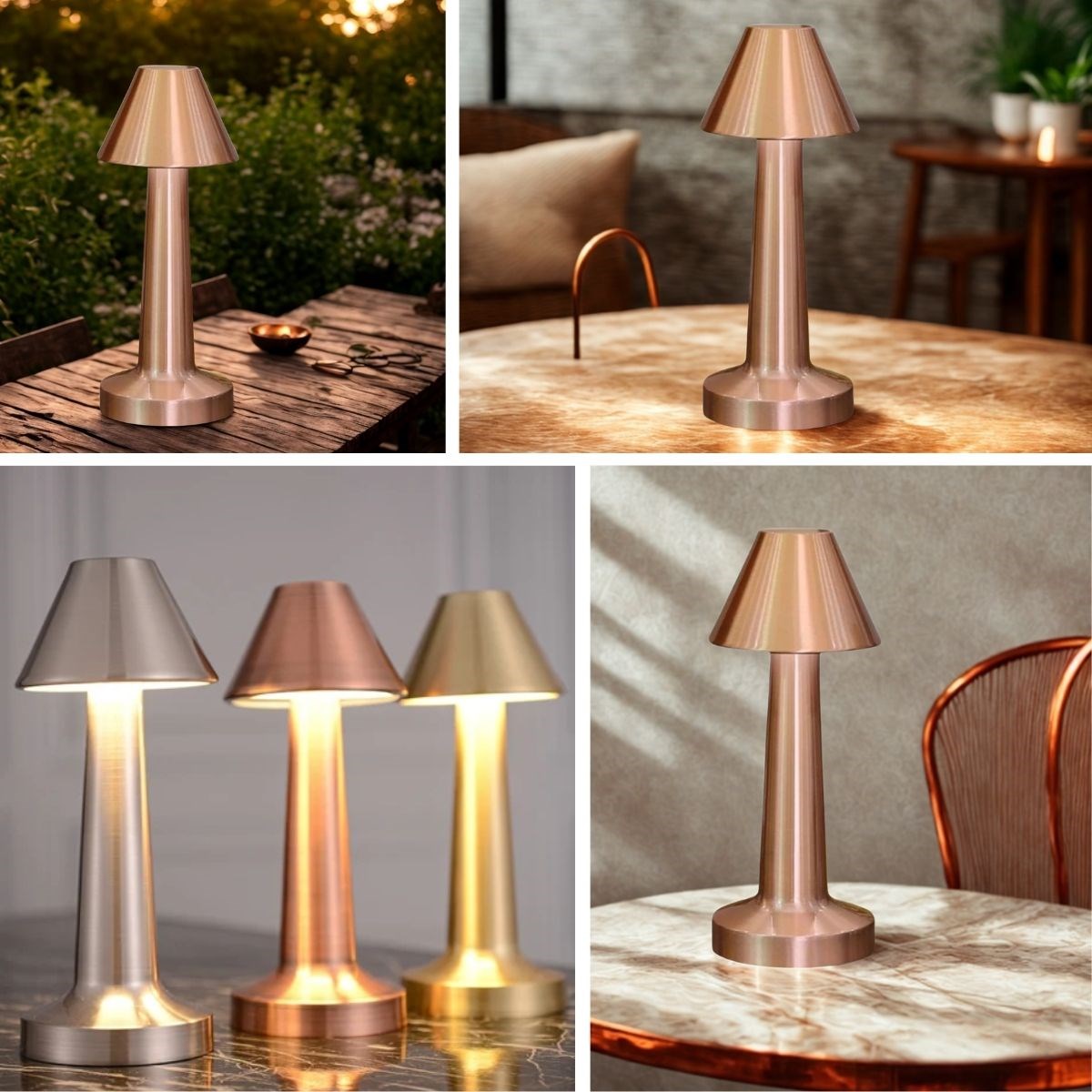 Çatı Model Bronz Renk Şarjlı Dokunmatik 3 Renkli LED Masa Lambası (5271) Çatı Model Bronz Renk Şarjlı Dokunmatik 3 Renkli LED Masa Lambası (5271)
