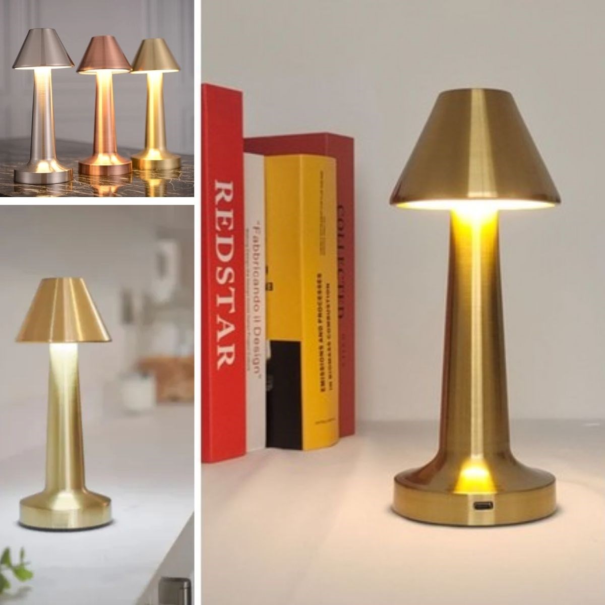 Çatı Model Gold Renk Şarjlı Dokunmatik 3 Renkli LED Masa Lambası (5271) Çatı Model Gold Renk Şarjlı Dokunmatik 3 Renkli LED Masa Lambası (5271)