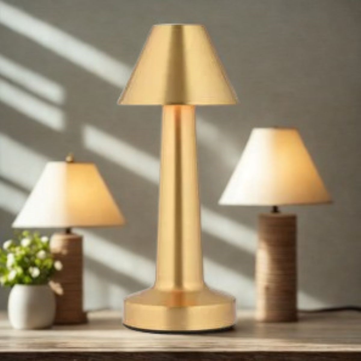 Çatı Model Gold Renk Şarjlı Dokunmatik 3 Renkli LED Masa Lambası (5271) Çatı Model Gold Renk Şarjlı Dokunmatik 3 Renkli LED Masa Lambası (5271)
