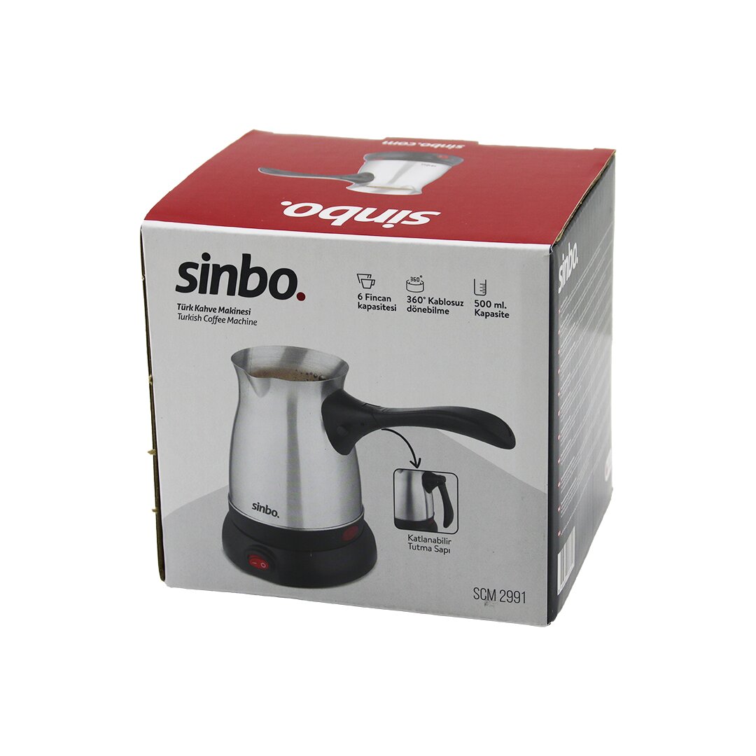 ÇELİK ELEKTRİKLİ CEZVE TÜRK KAHVE MAKİNESİ - 6FİNCAN=500ML 360 DERECE KABLOSUZ KULLANIM KATLANIR KULP 600W SCM-2991 (5271)