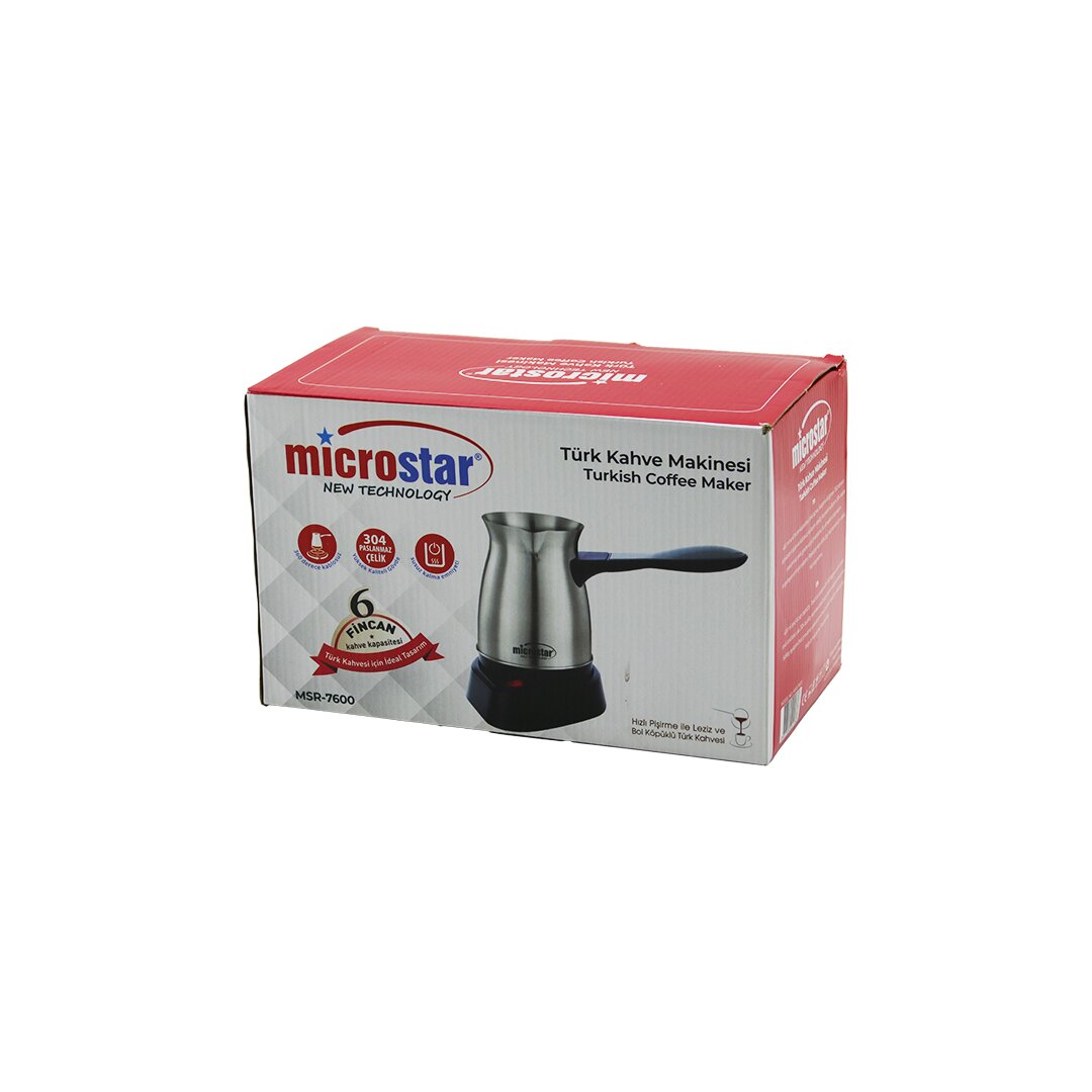 ÇELİK ELEKTRİKLİ CEZVE TÜRK KAHVE MAKİNESİ - 6 FİNCAN TAK-ÇIKAR KULP 400ML MSR-7600 (5271)