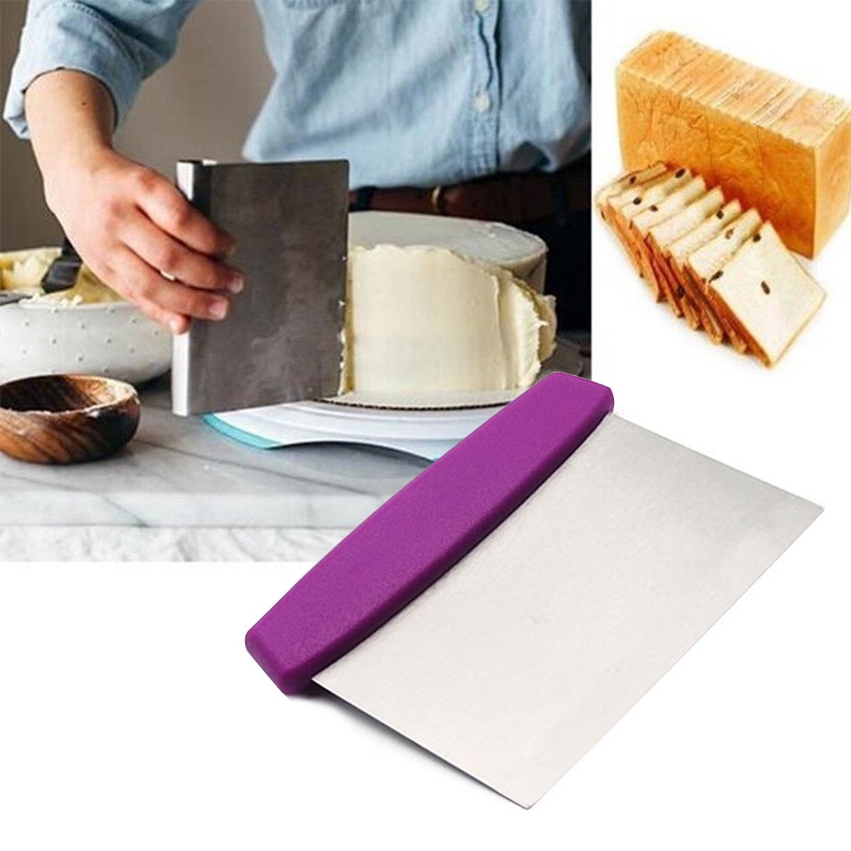 Çelik Hamur Kesici Kazıyıcı Pasta Kek Dekorasyon Spatula Aleti (5271)