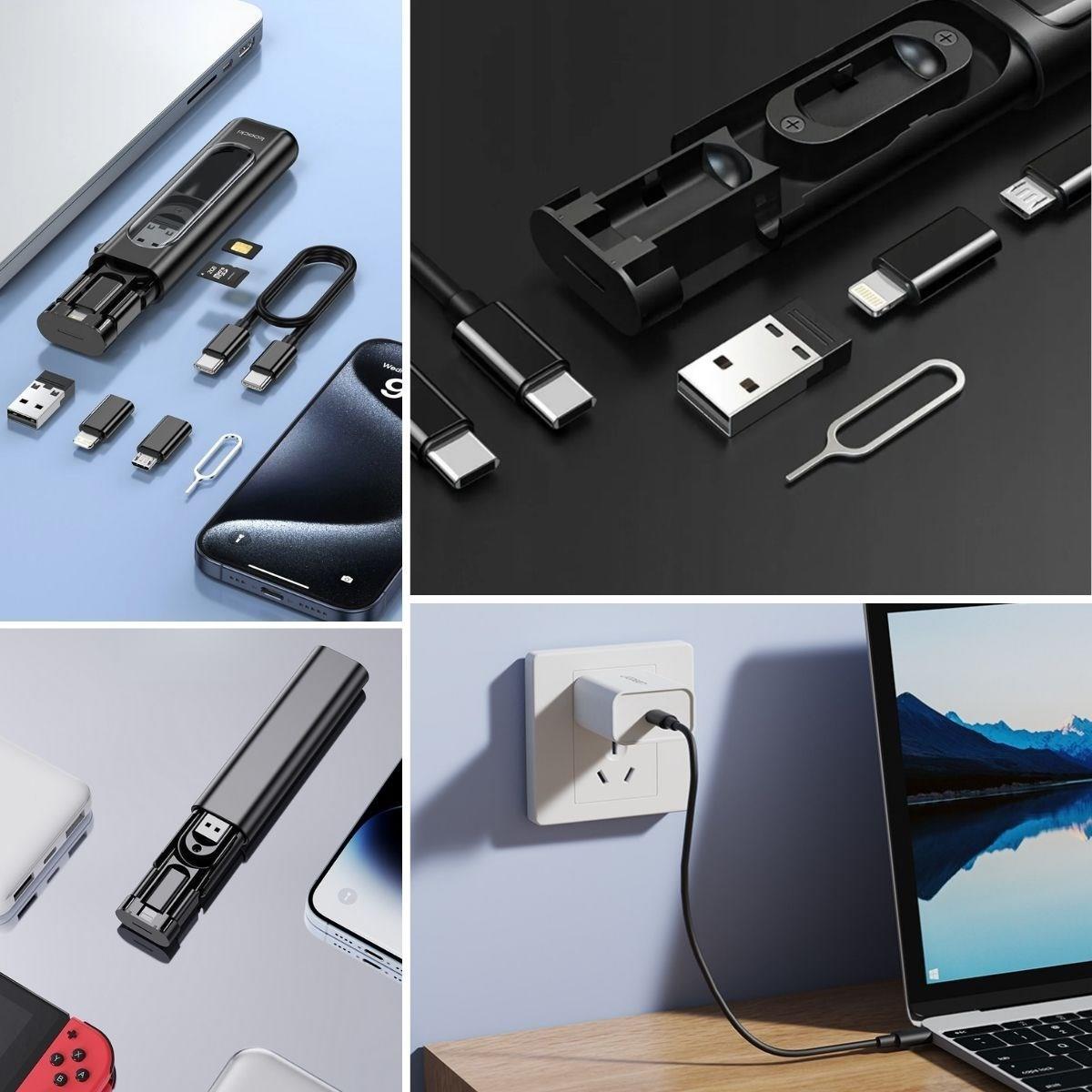 Cep Tipi 60W Bas Aç Type-C,İphone Şarj,Micro USB Hızlı Şarj Data Kablo Seti (5271)