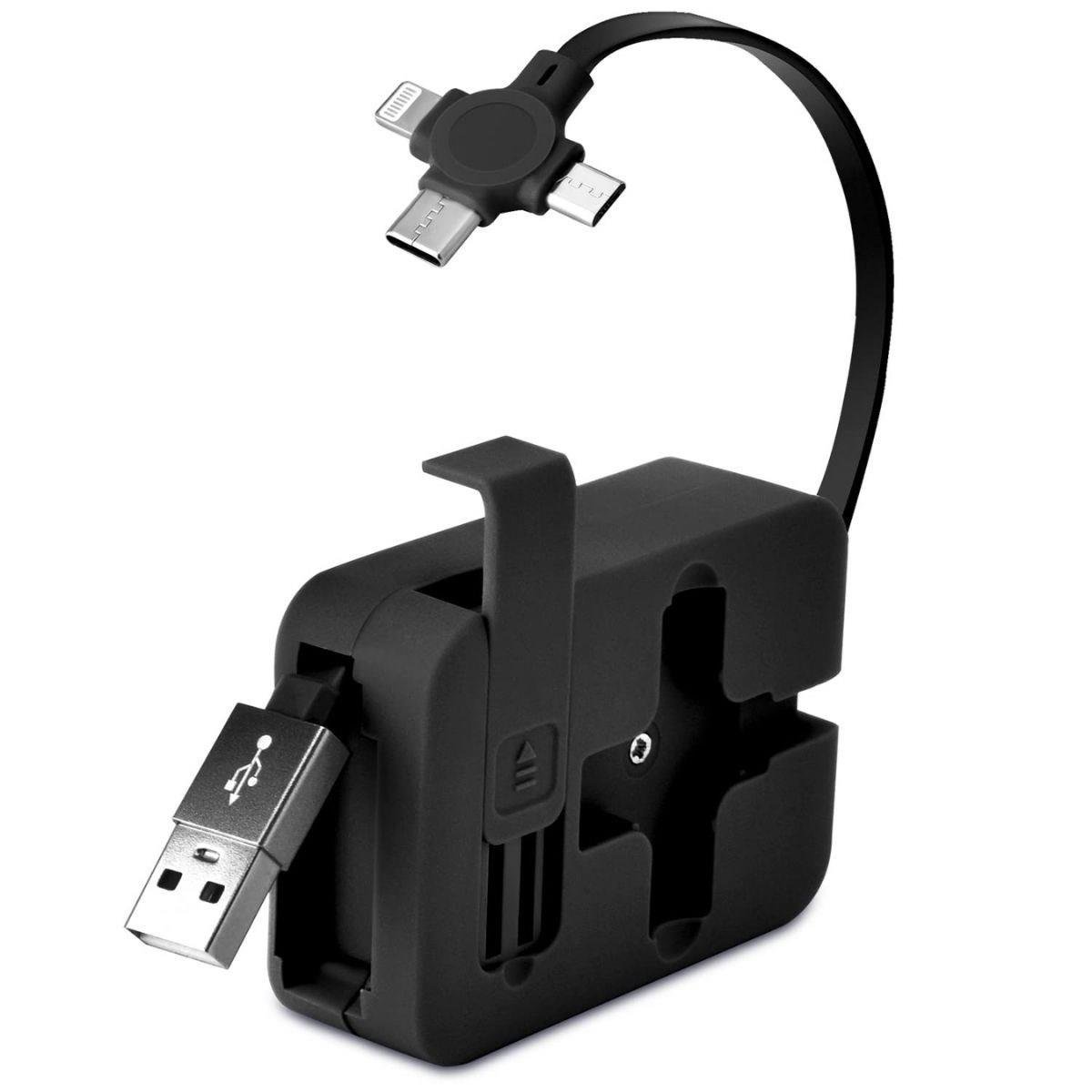 Cep Tipi Telefon Tutuculu Makaralı Uzayıp Kısalabilen 3&apos;ü 1 Arada USB Şarj Kablosu (5271)
