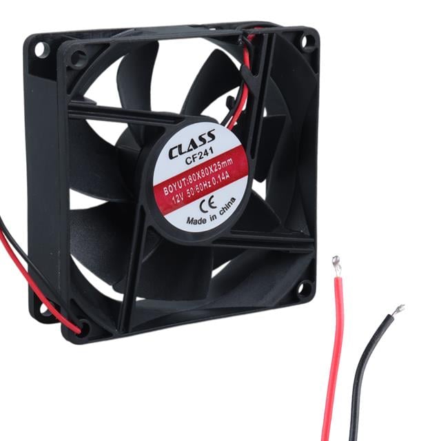 CF-241 DC12V 80x80x25mm Aksiyel Fan - 20cm Siyah-Kırmızı Güç Kablolu (5271)