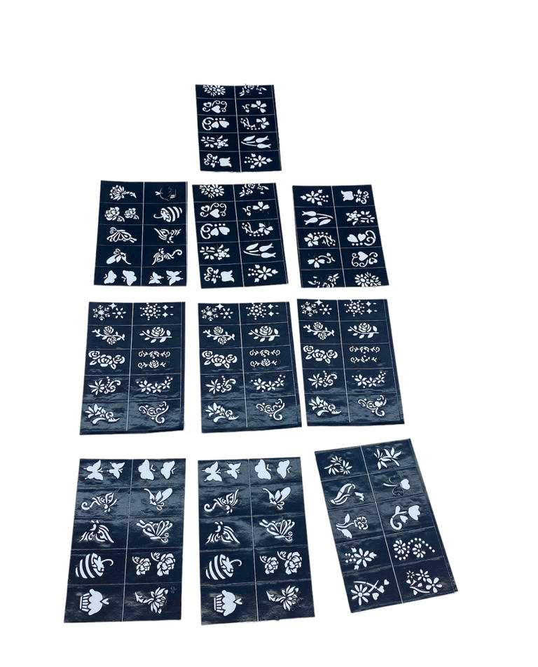 ÇİÇEKLİ 10X14CM TÜP KINA DESEN ÇIKARTMA ŞABLONU 12 PARÇA (5271)