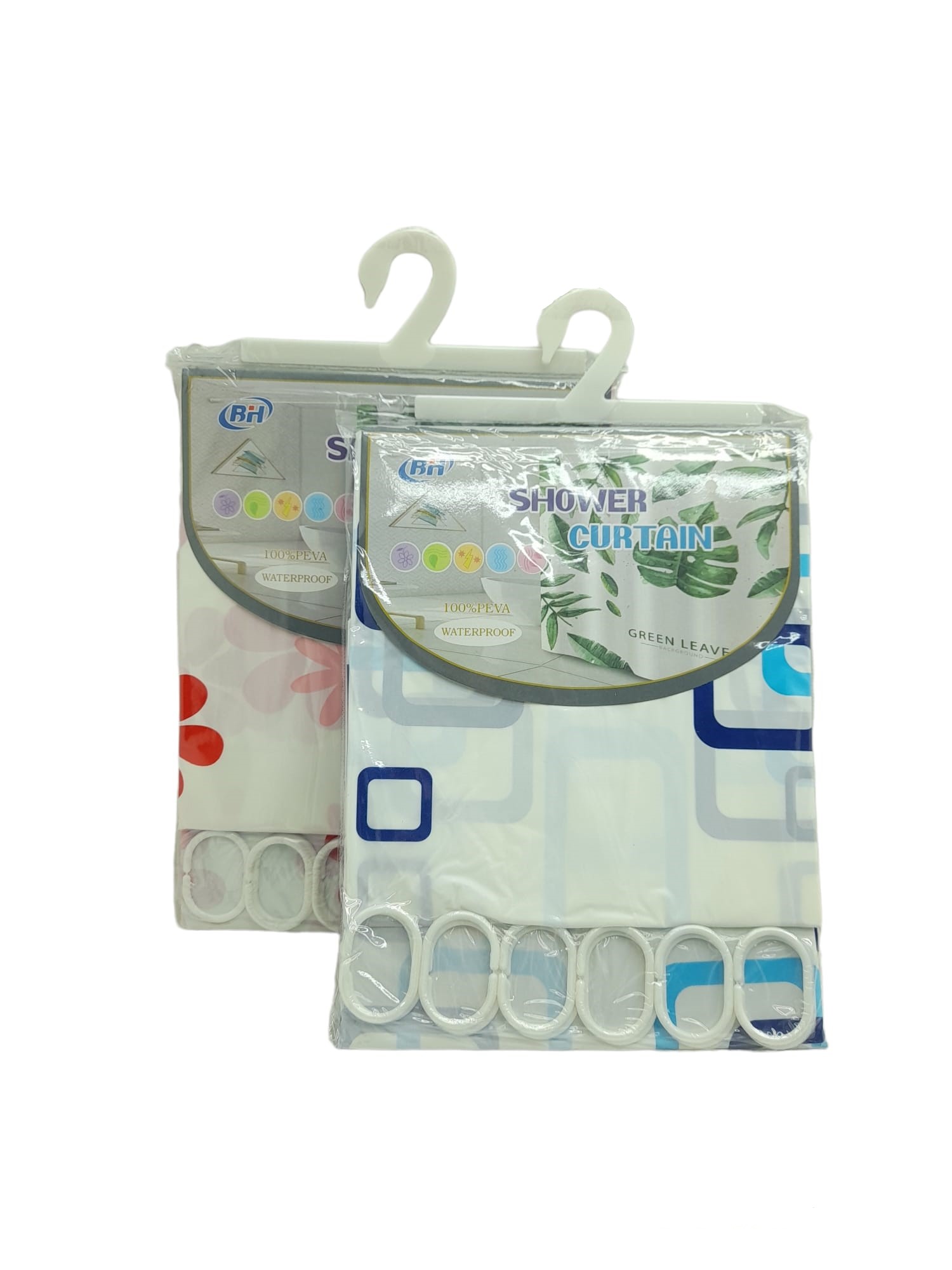 ÇİF KANAT PVC BANYO PERDESİ 2  PARÇA  X 90X180CM - 12 HALKALI (5271)