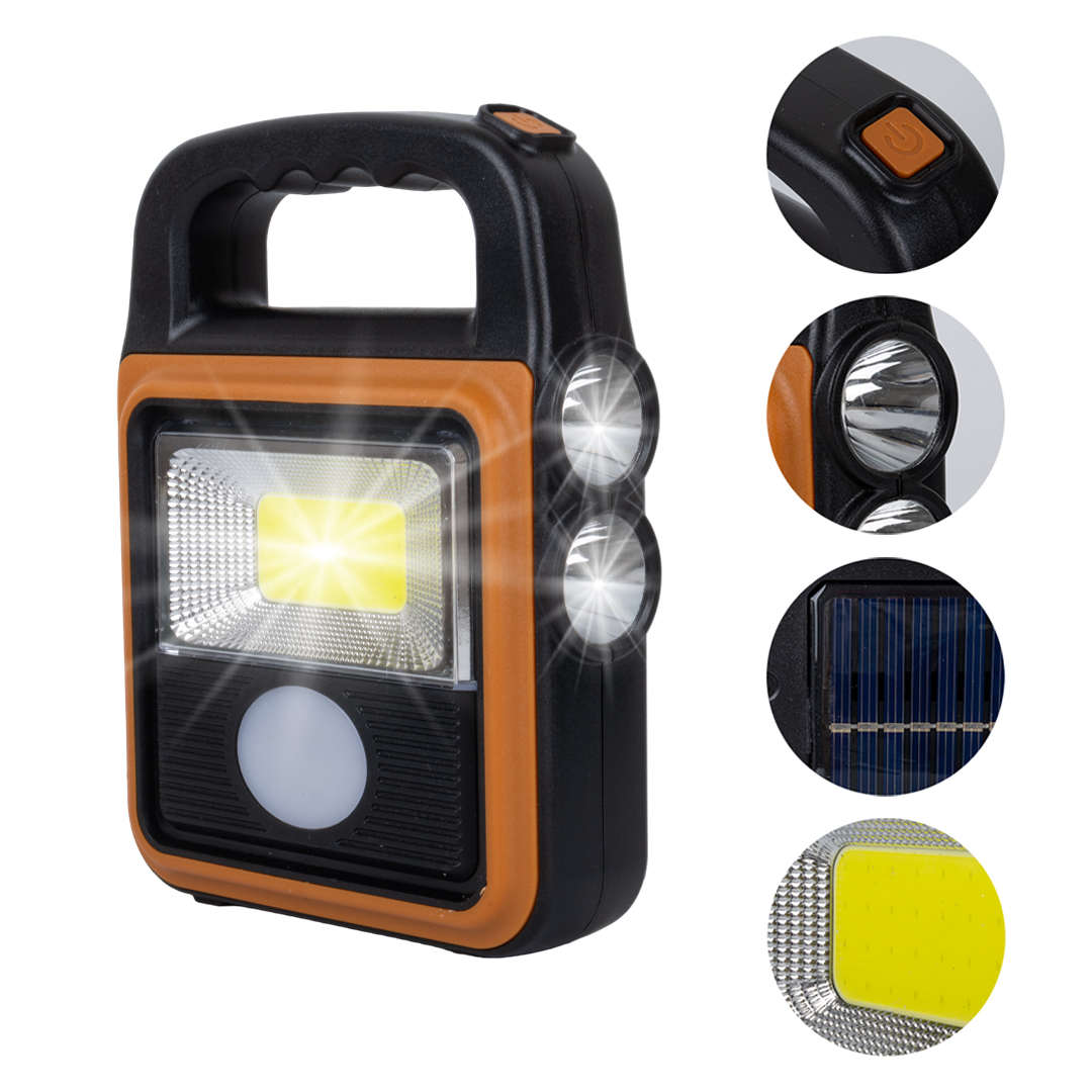 COB LEDLİ SOLARLI 4 KADEMELİ USB POWERBANK ÇIKIŞLI ŞARJLI IŞILDAK FENER (5271)