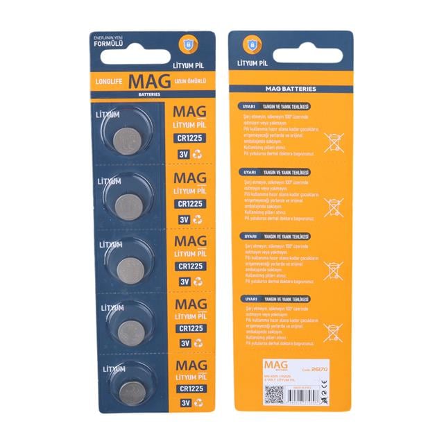 CR1225 3 Volt Lityum Pil (5&apos;li Blister Paket) (5271)