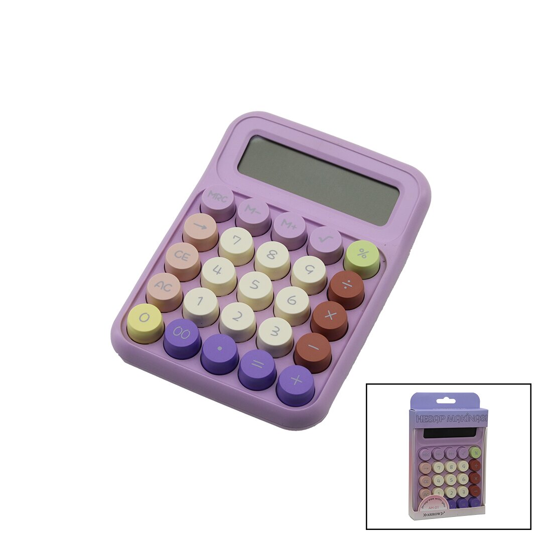 DAKTİLO TUŞ MODELİ  12 HANELİ HESAP MAKİNESİ MİX RENKLİ  PİLLİ  15.7 X 11.1 X 2.7CM   166GR (5271)