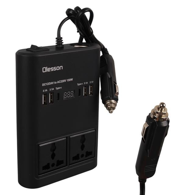 DC 12-24V 150W Oto Araç Power İnverter Ek Çakmak Girişi - 2x TYPE-C - 4x USB - 2x 220V Üniversal Priz (5271) DC 12-24V 150W Oto Araç Power İnverter Ek Çakmak Girişi - 2x TYPE-C - 4x USB - 2x 220V Üniversal Priz (5271)