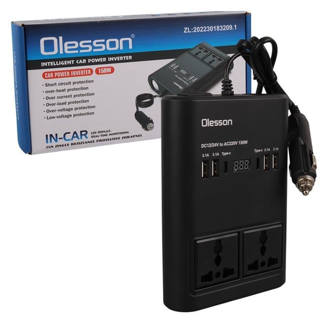 DC 12-24V 150W Oto Araç Power İnverter Ek Çakmak Girişi - 2x TYPE-C - 4x USB - 2x 220V Üniversal Priz (5271) DC 12-24V 150W Oto Araç Power İnverter Ek Çakmak Girişi - 2x TYPE-C - 4x USB - 2x 220V Üniversal Priz (5271)
