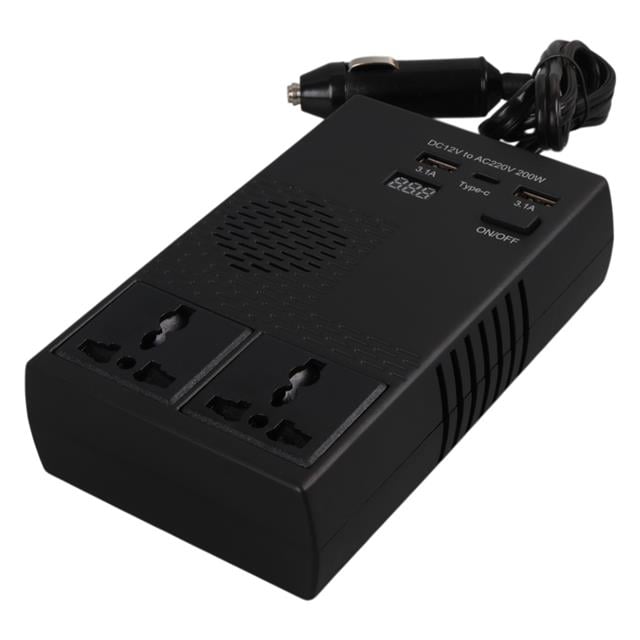 DC 12-24V 200W Oto Araç Power İnverter 1x Çakmak Girişi - 1x TYPE-C - 2x USB - 2x 220V Üniversal Priz (5271) DC 12-24V 200W Oto Araç Power İnverter 1x Çakmak Girişi - 1x TYPE-C - 2x USB - 2x 220V Üniversal Priz (5271)