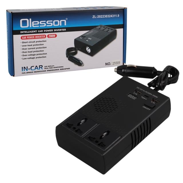 DC 12-24V 200W Oto Araç Power İnverter 1x Çakmak Girişi - 1x TYPE-C - 2x USB - 2x 220V Üniversal Priz (5271) DC 12-24V 200W Oto Araç Power İnverter 1x Çakmak Girişi - 1x TYPE-C - 2x USB - 2x 220V Üniversal Priz (5271)