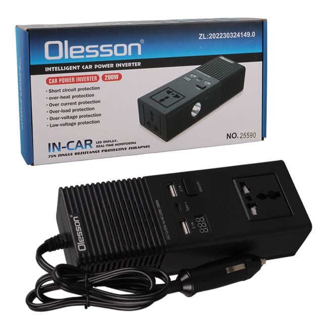 DC 12-24V 200W Oto Araç Power İnverter Ek Çakmak Girişi - TYPE-C - Çift USB - 220V Üniversal Priz (5271) DC 12-24V 200W Oto Araç Power İnverter Ek Çakmak Girişi - TYPE-C - Çift USB - 220V Üniversal Priz (5271)