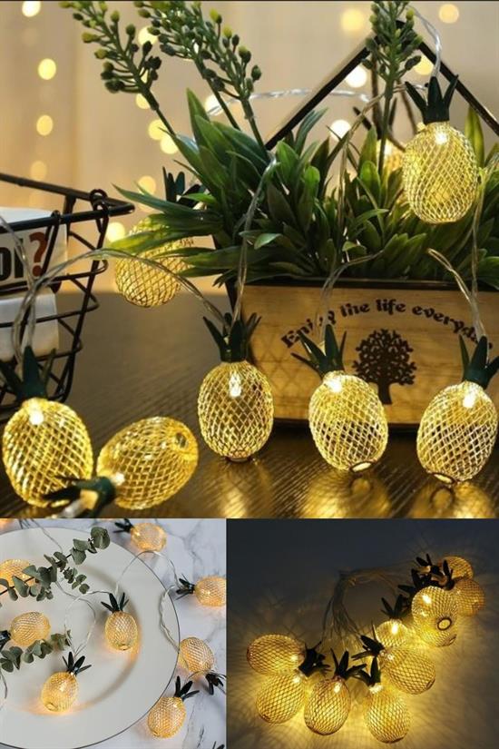 Dekoratif Pilli Pineapple Ananas Pilli Şerit Led Işık (1 Metre) (5271)